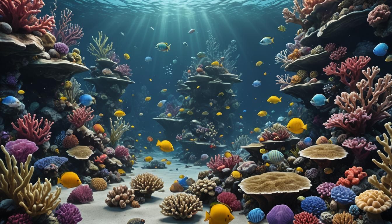 Colorful Underwater Scene with Coral Reef