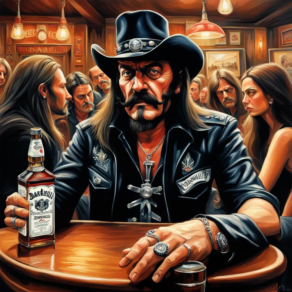 Lemmy Kilmister in a Pub, Hyperrealistic Art
