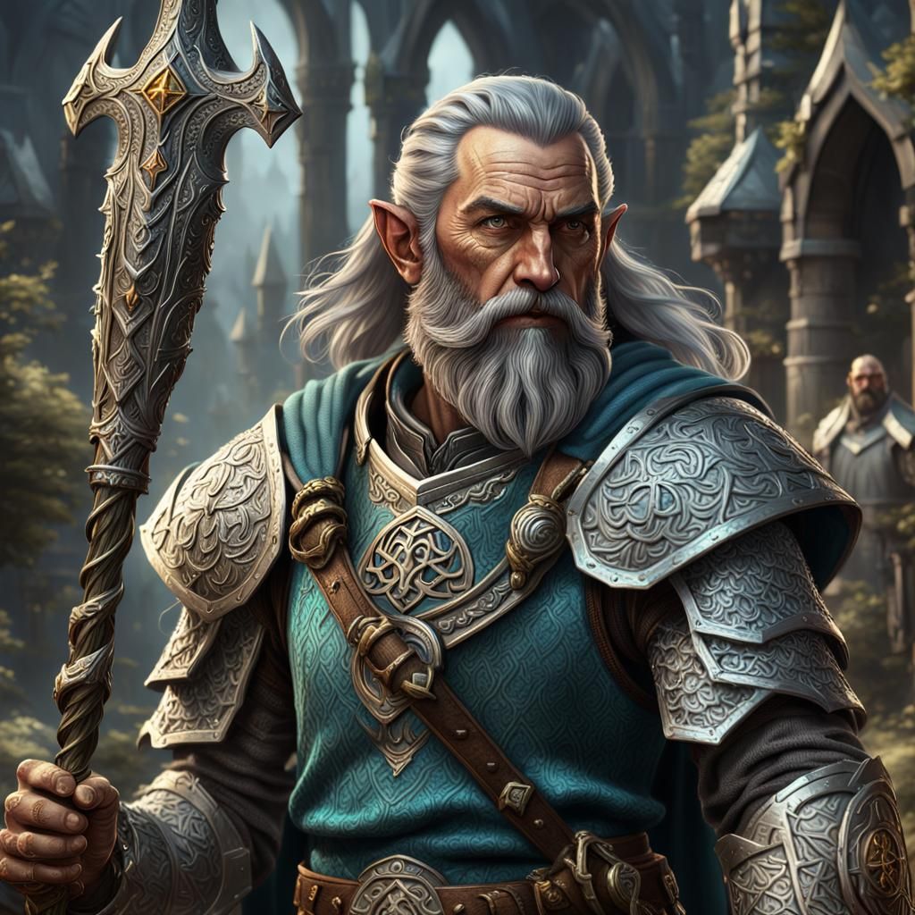 Half-Elf Cleric with Chainmail and Mace