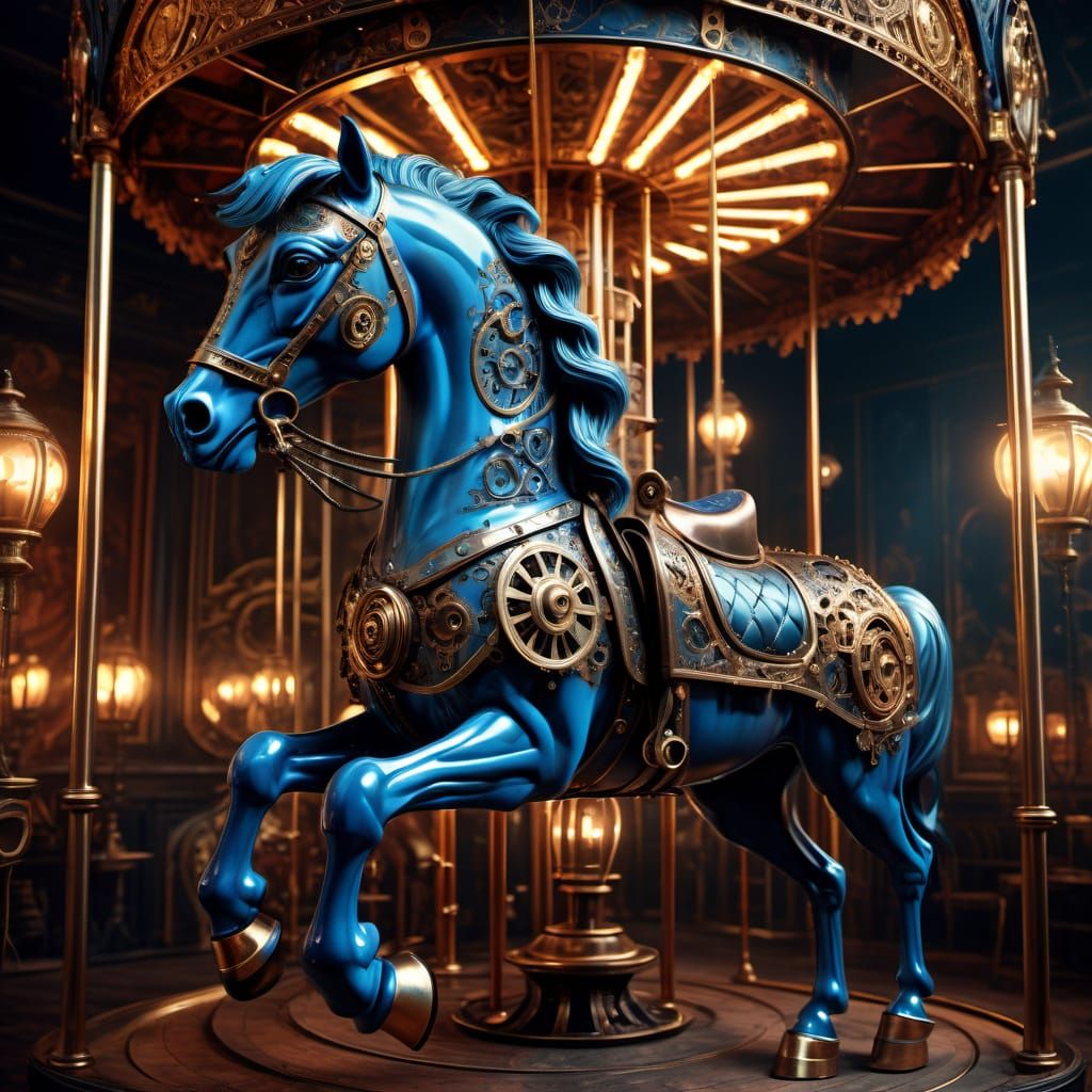 Haunted Steampunk Carousel Horse 3D Render