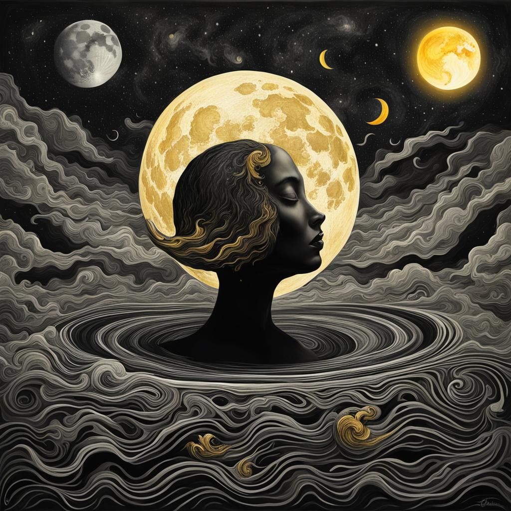 Surreal Sun and Moon Embrace