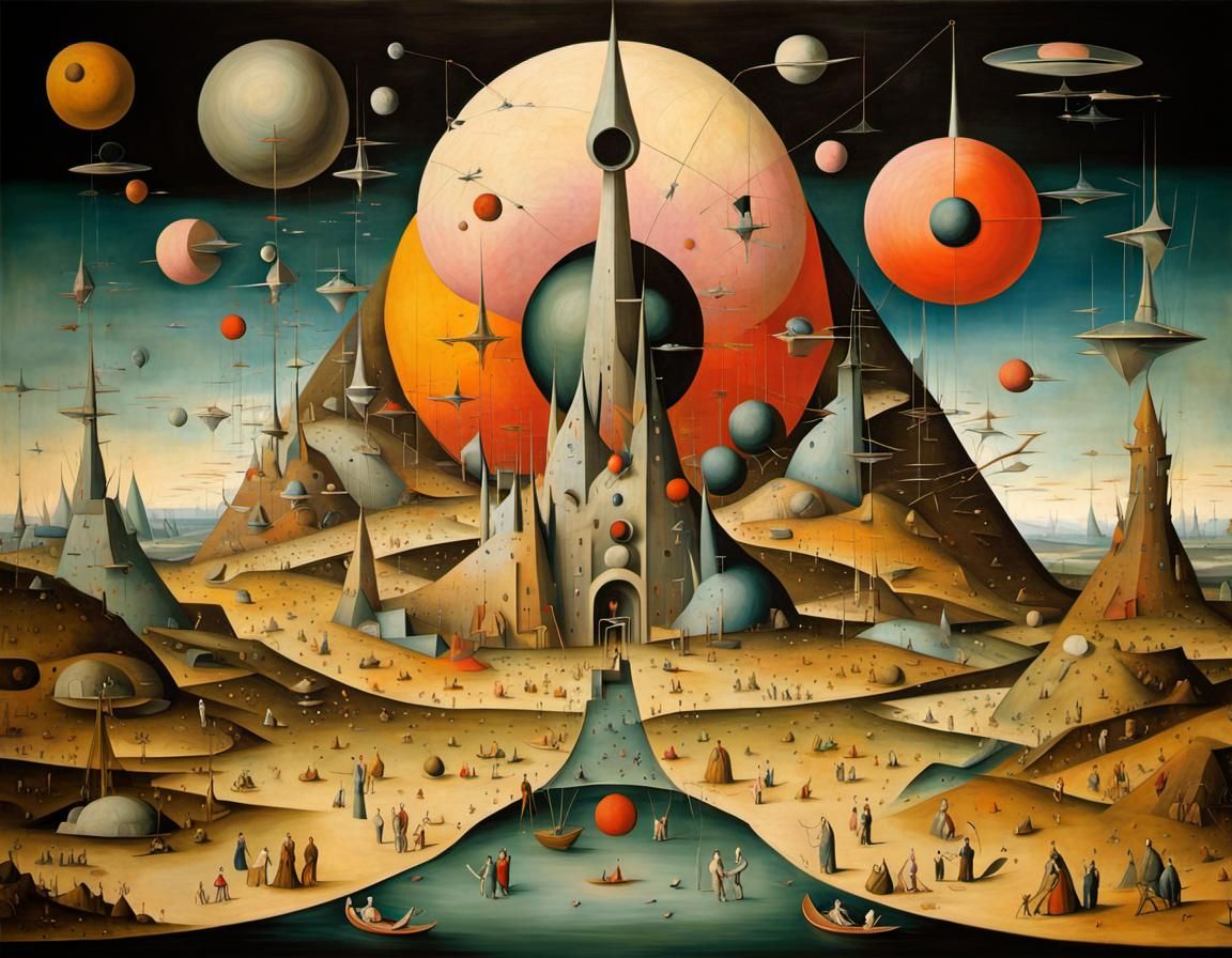 Retro-Futuristic Mural Painting in Art Deco Style