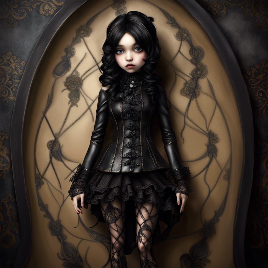 Gothic Latina Beauty in Leather and Lace