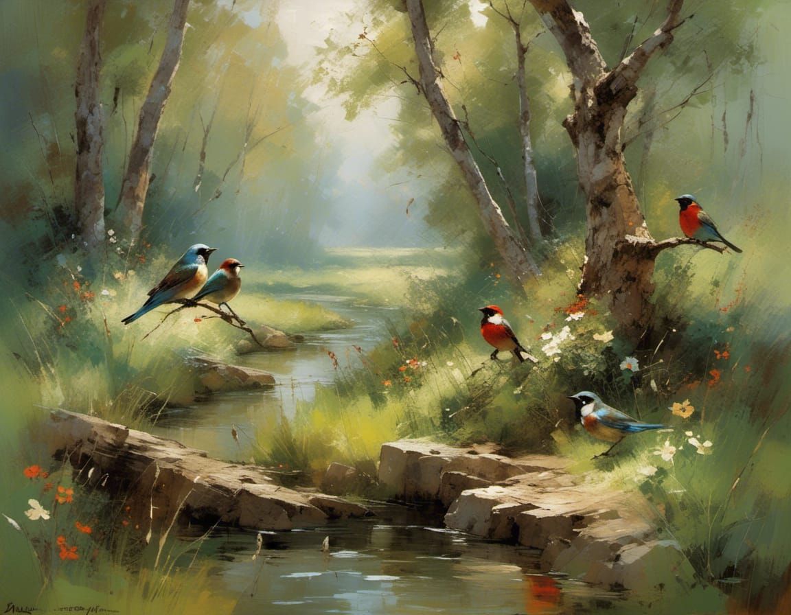 Sparrows and Swallows: Anime-Style Cel-Shaded Art