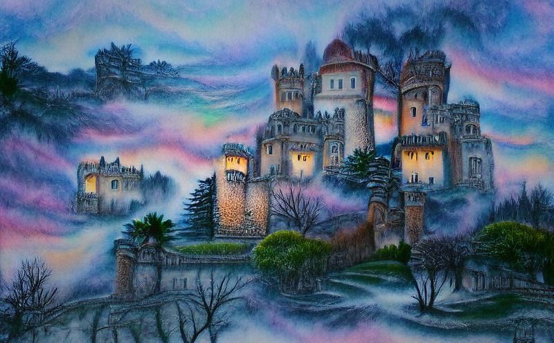 Ethereal Castle at Twilight: A Hyperdetailed Fantasy Illustr...