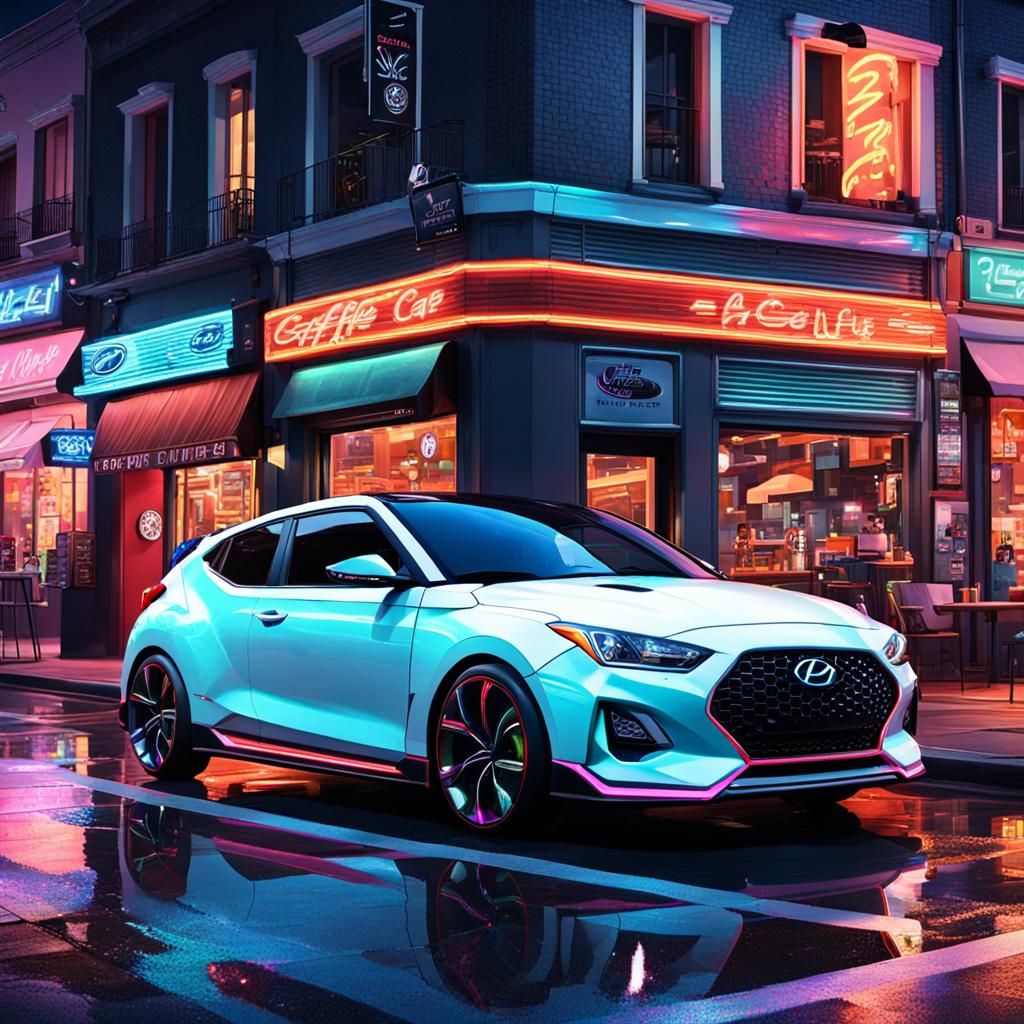 Hyperrealistic Cityscape at Night with Neon Lights and Drama...