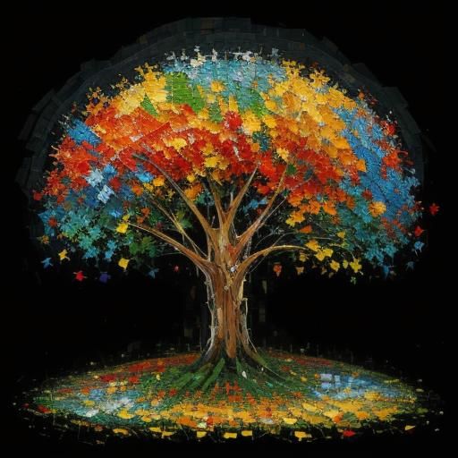 Neo-Impressionist Mosaic Patchwork in Expressionist Style