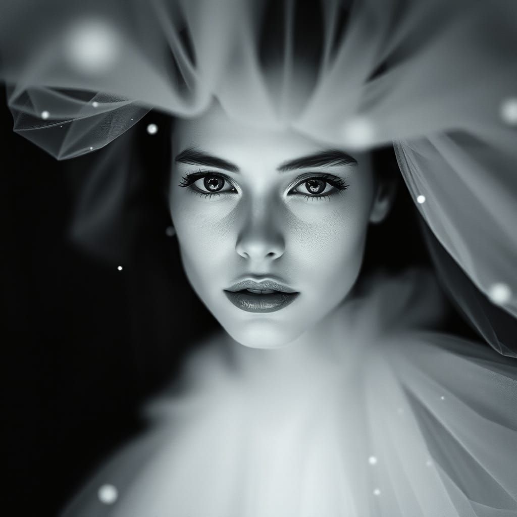 Sensual Monochrome Portrait in Dramatic Dreamy Light