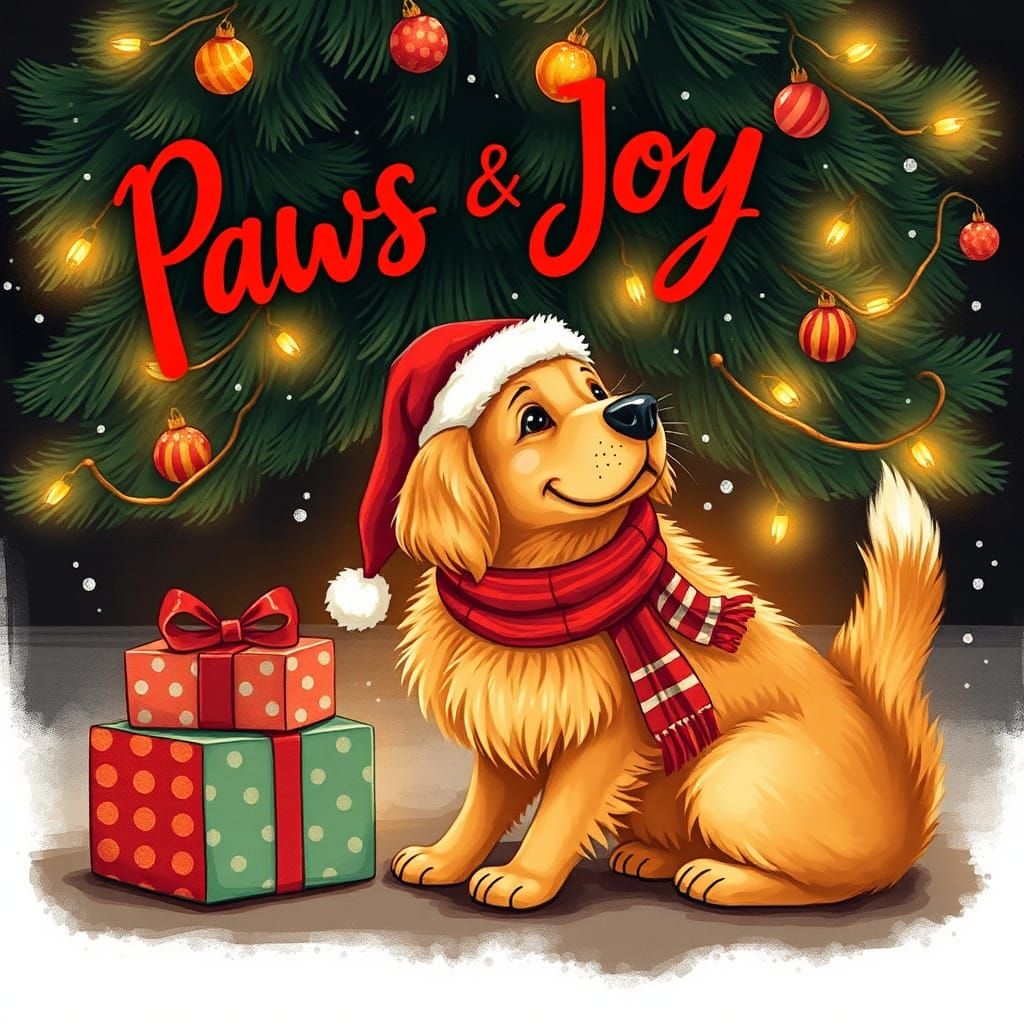 Festive Golden Retriever Christmas Design
