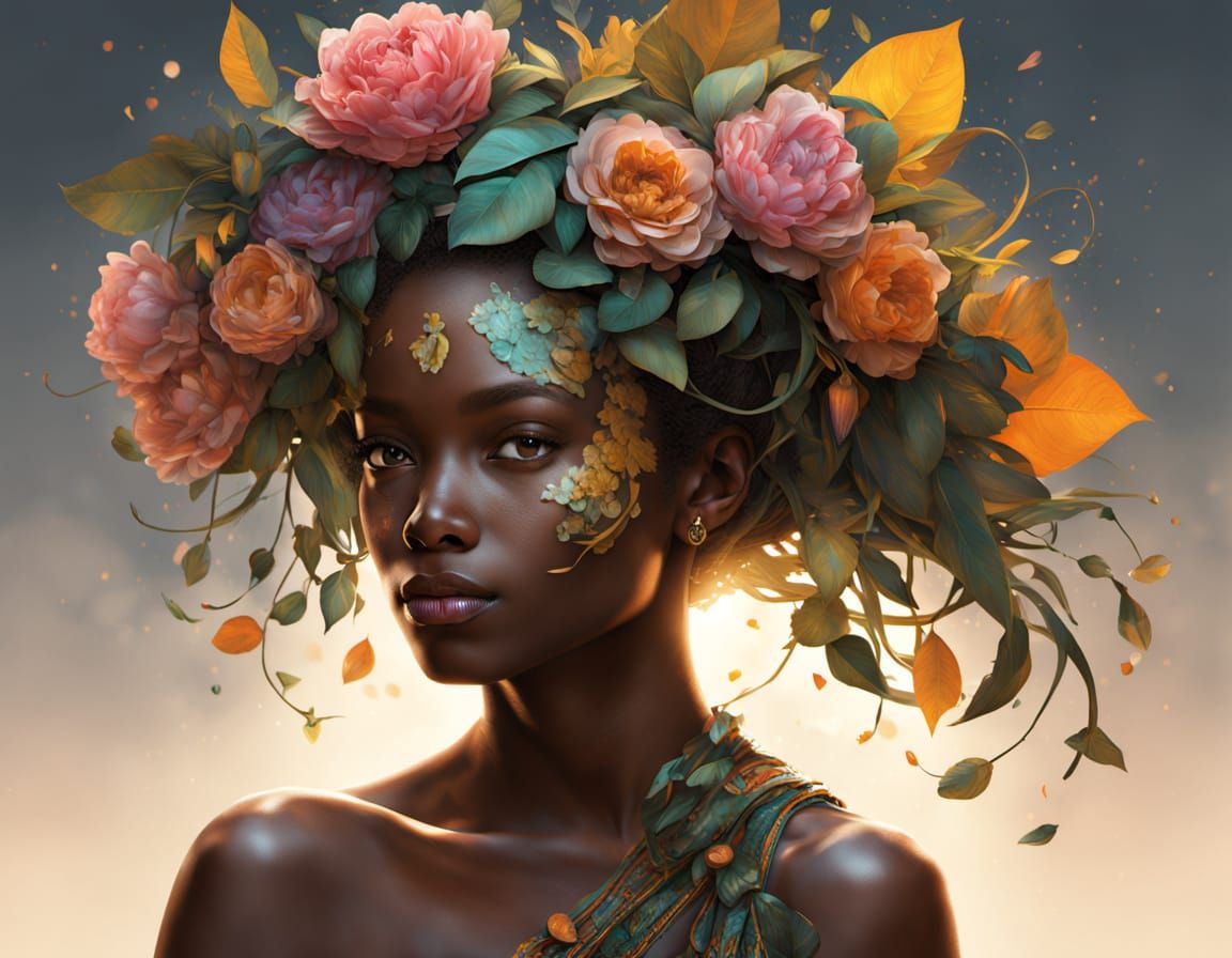 Aboriginal Portrait with Koalas in Hyperrealistic Style