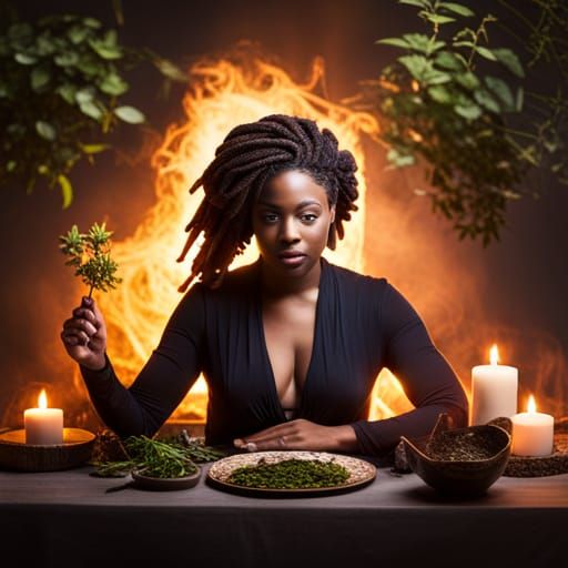 Taurus Woman in Love with Herbs, Fantasy Portrait