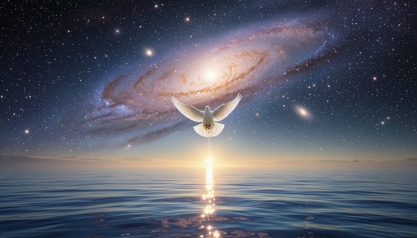 Majestic Dove Descends from Galactic Sky