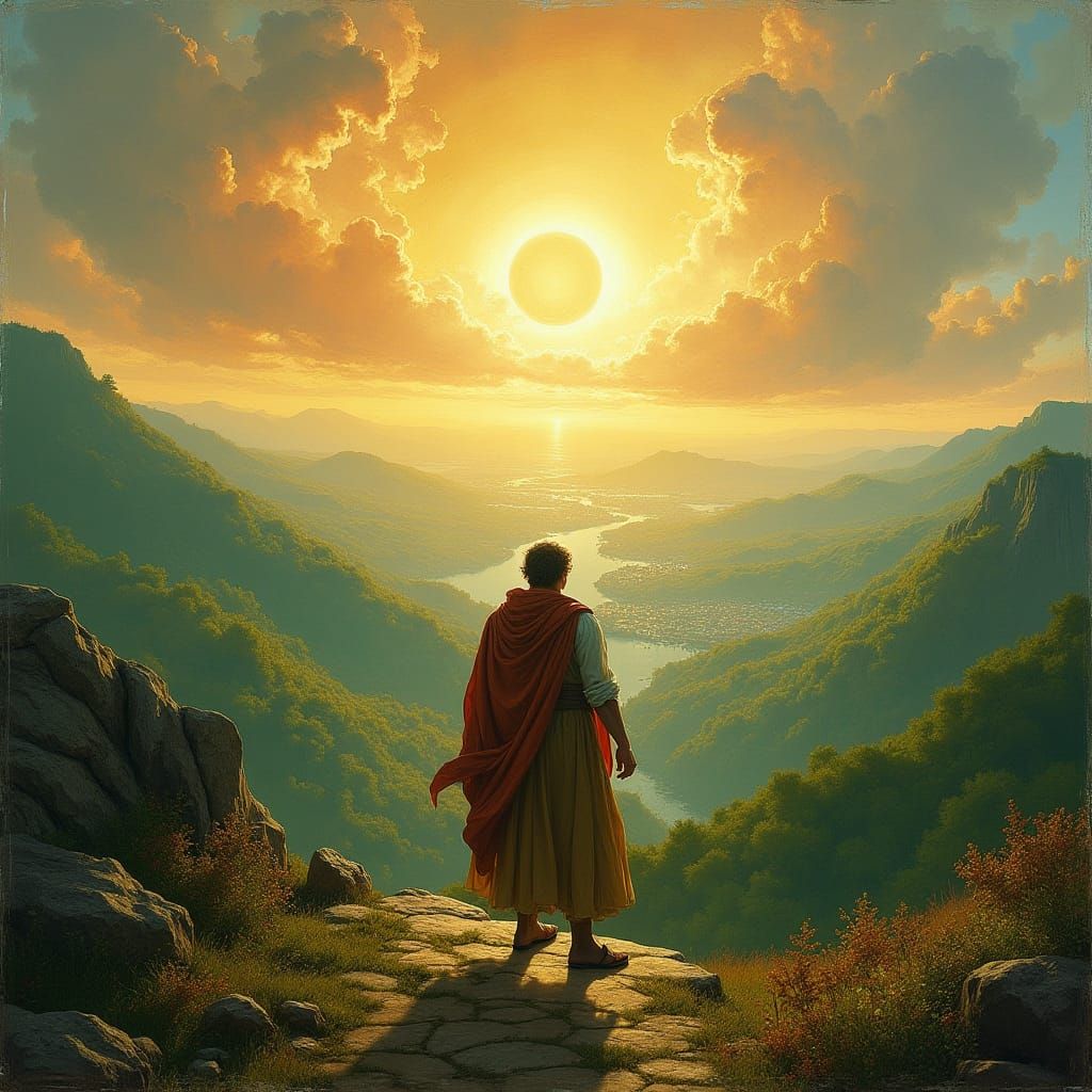 Heroic Figure Overlooking Jerusalem in Romantic Style