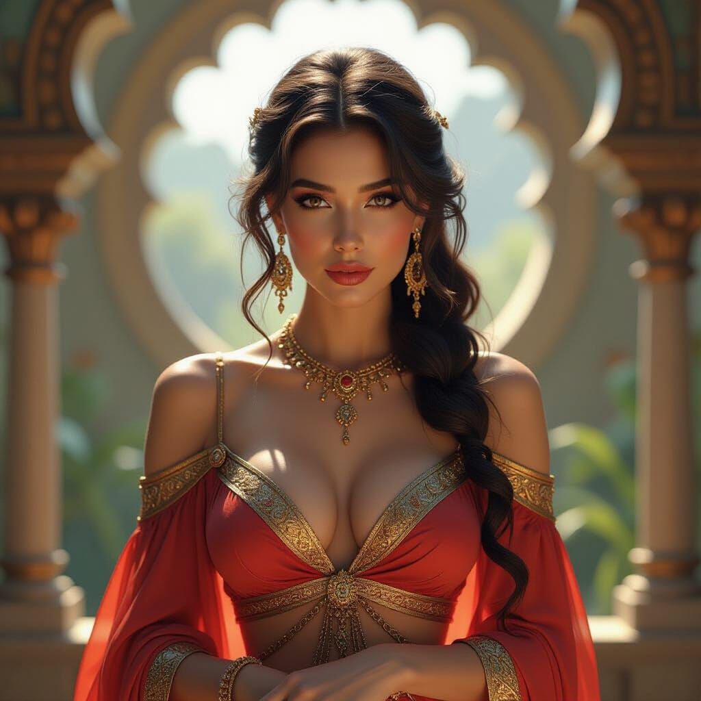 Mango Fruit Woman Portrait in Fantasy Realism Style