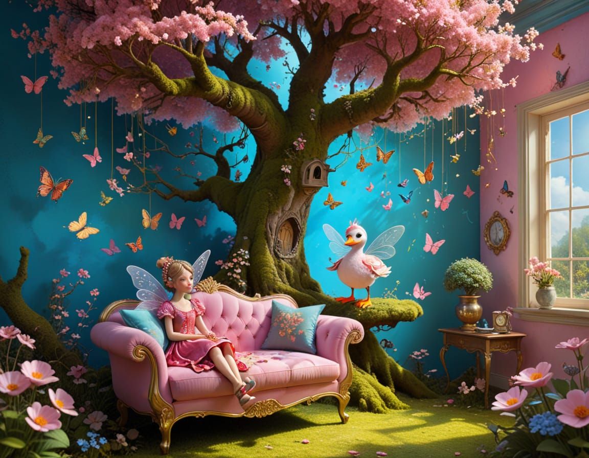 Whimsical Fairy in Cozy Treehouse, 3D Animation