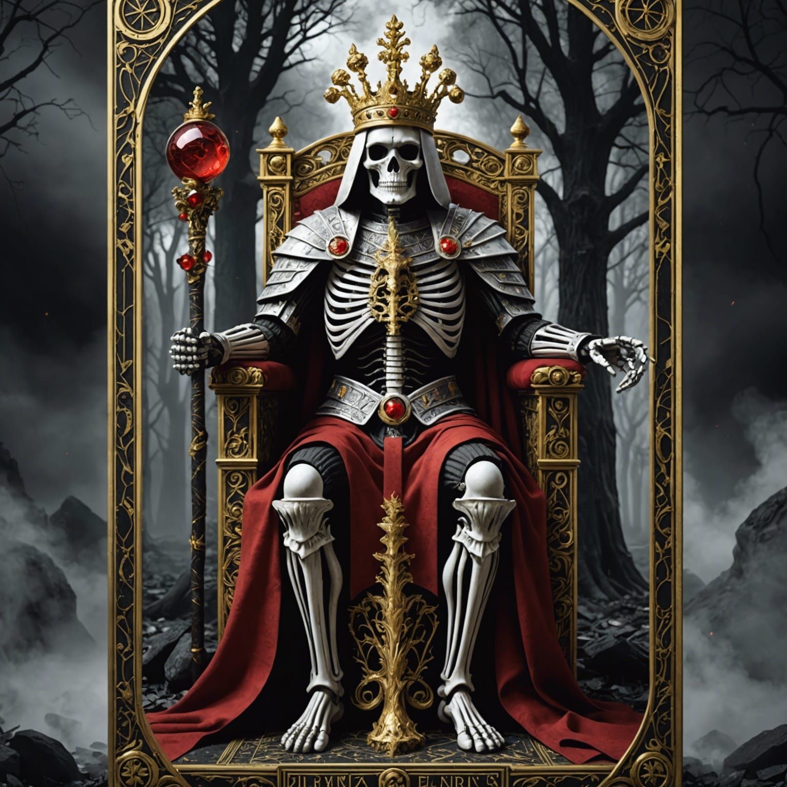 The Emperor Tarot Card in Black, White, and Red