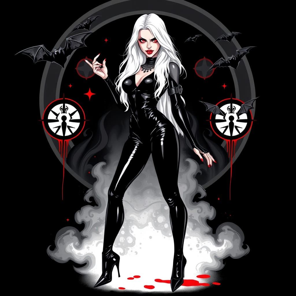 Surreal Vampire Goddess in Cyberpunk Vector Art