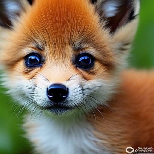 Adorable Baby Fox with Iridescent Highlights