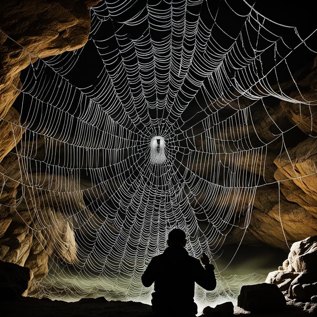 Arachnophobia: Webbed Cave with Chilling Atmosphere