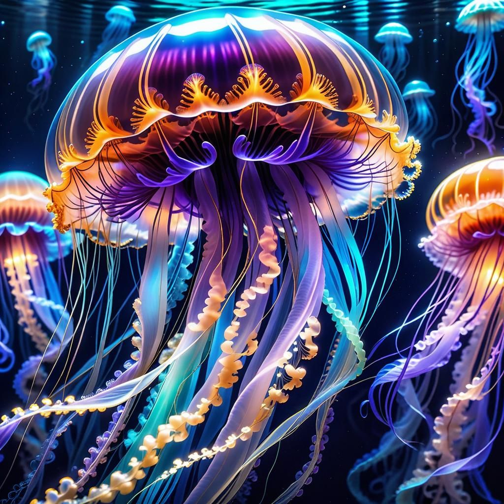 Bioluminescent Jellyfish Emitting Radiant Light