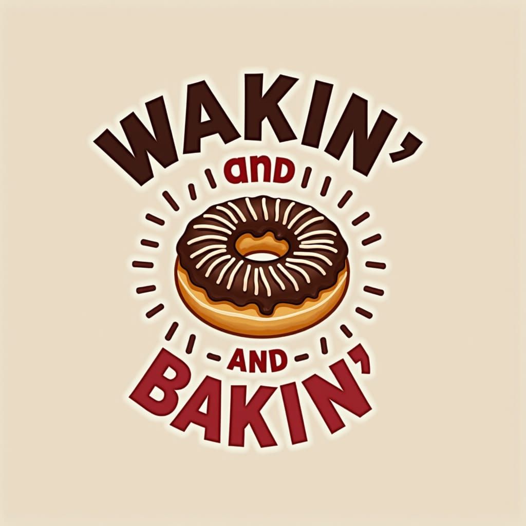 Wakin' And Bakin' T-Shirt Logo in Dunkin' Style
