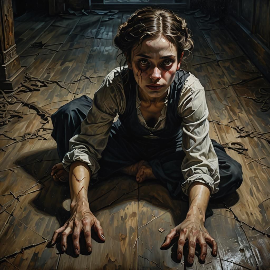 A faint, sinister smile plays on her mind