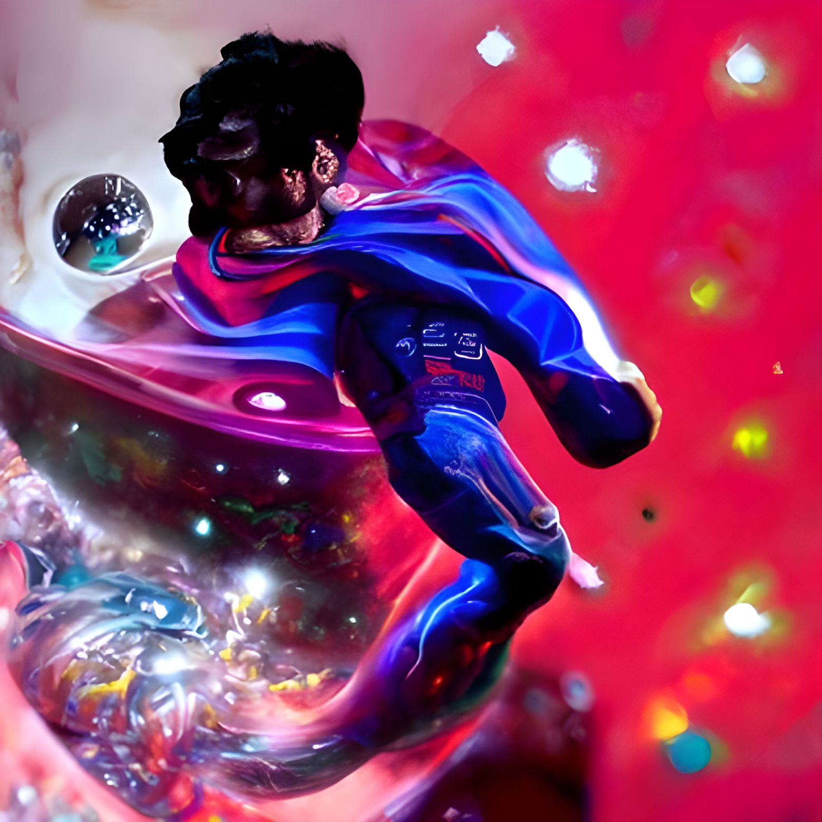 Superman in Space: Holographic Astral Illustration