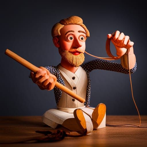 Colorful Brussels Marionettes with Starry Moon in 3D