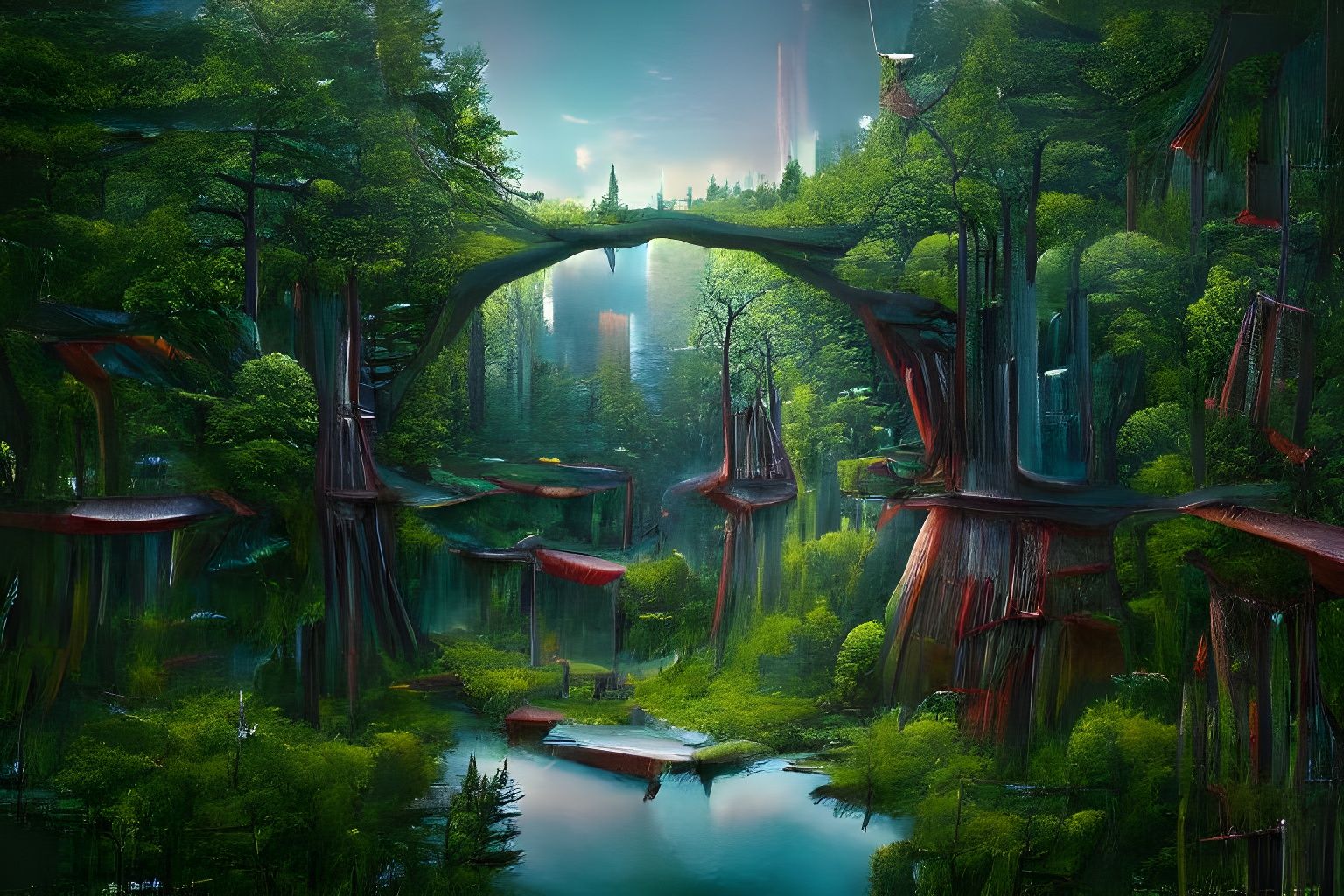 Surreal Intergalactic Forest City by Rutkowski