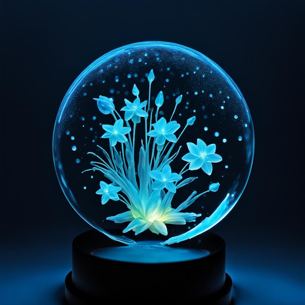 Bioluminescent Crystal Flower in Starry Universe