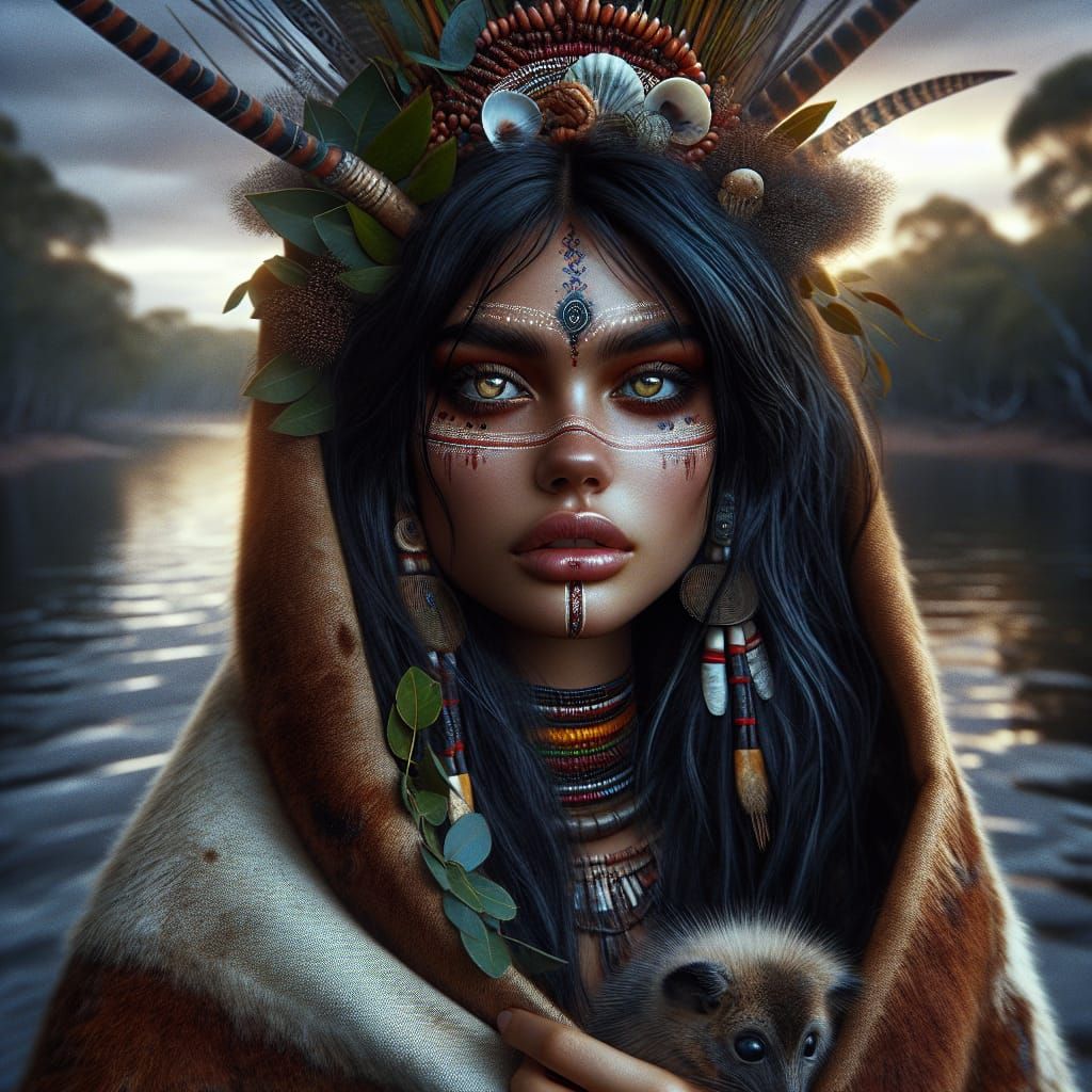 Aboriginal River Goddess Birrangulu: Digital Artwork