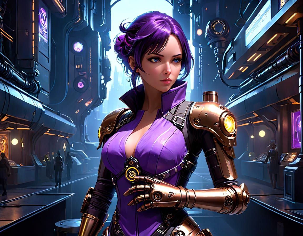 Cyberpunk Mad Scientist with Glass and Metal Prosthetic Arm