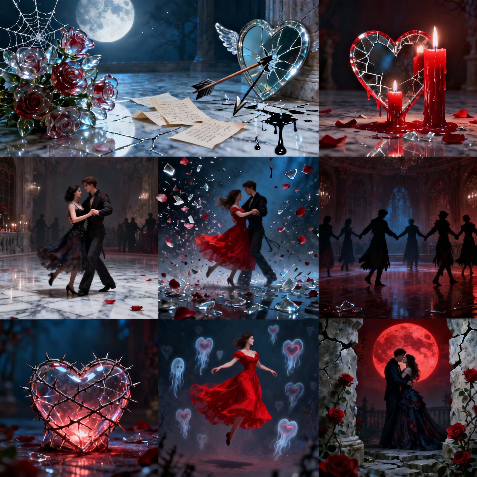 Cursed Valentine: Glass Roses, Shattered Heart, Gothic Ballr...