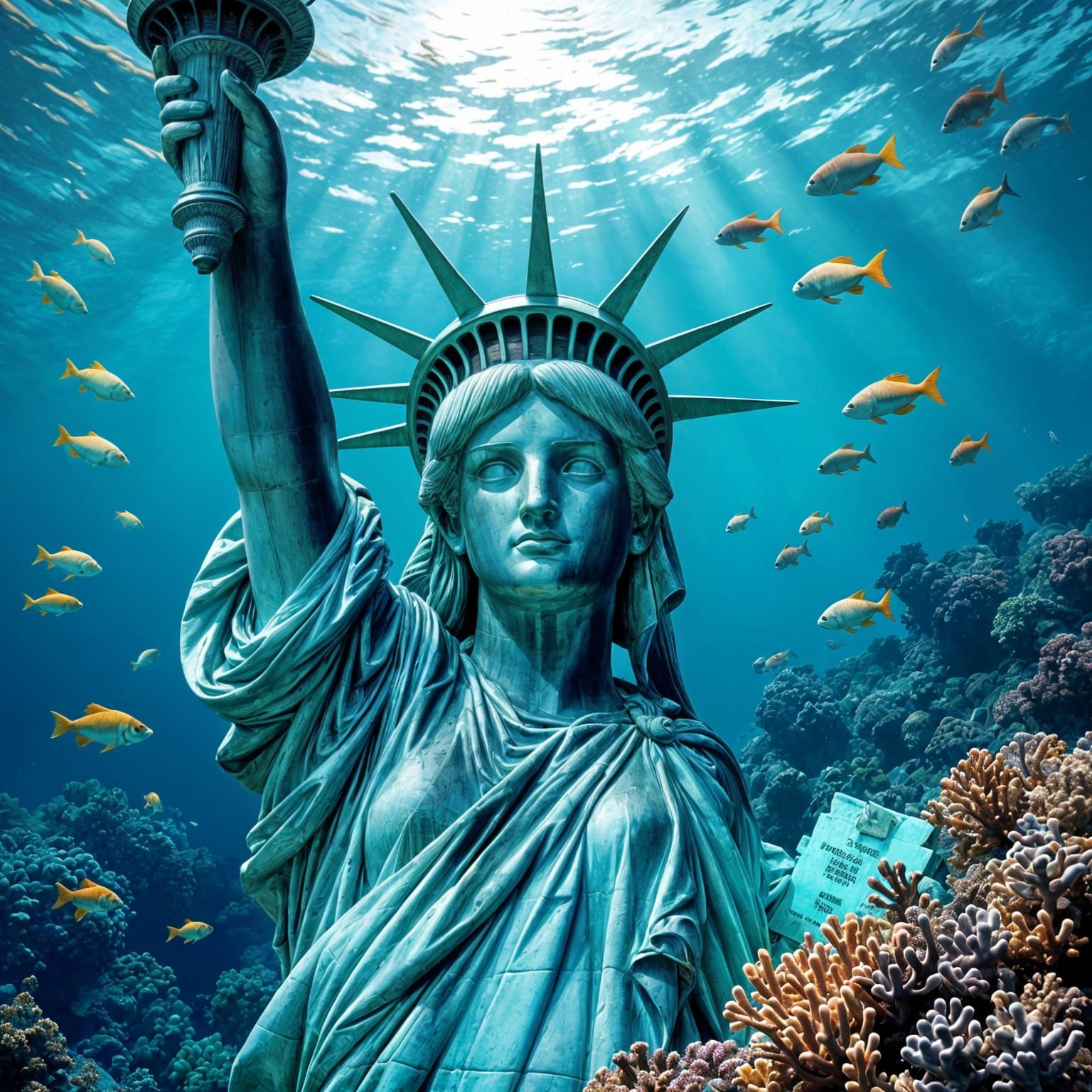 Statue of Liberty Underwater Scene