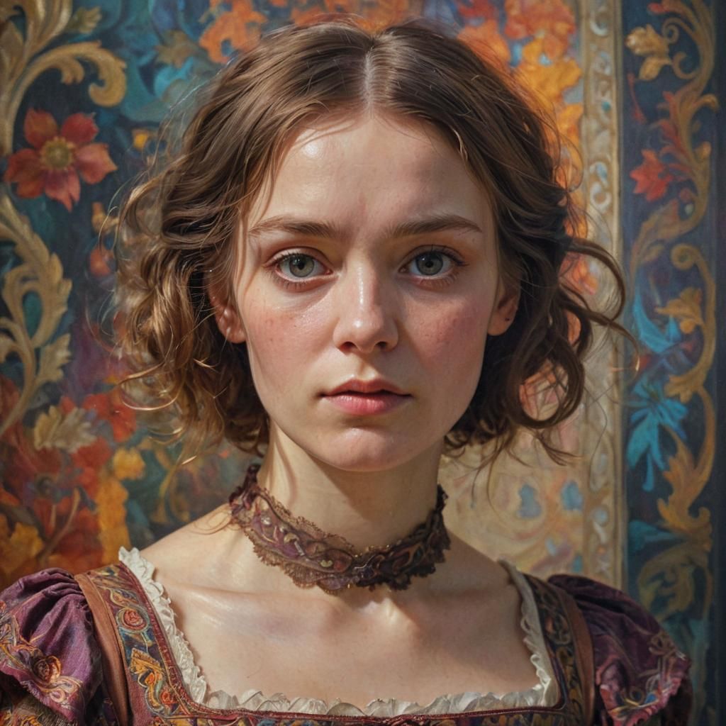 Jane Eyre Portrait in Expressive Oil Painting Style