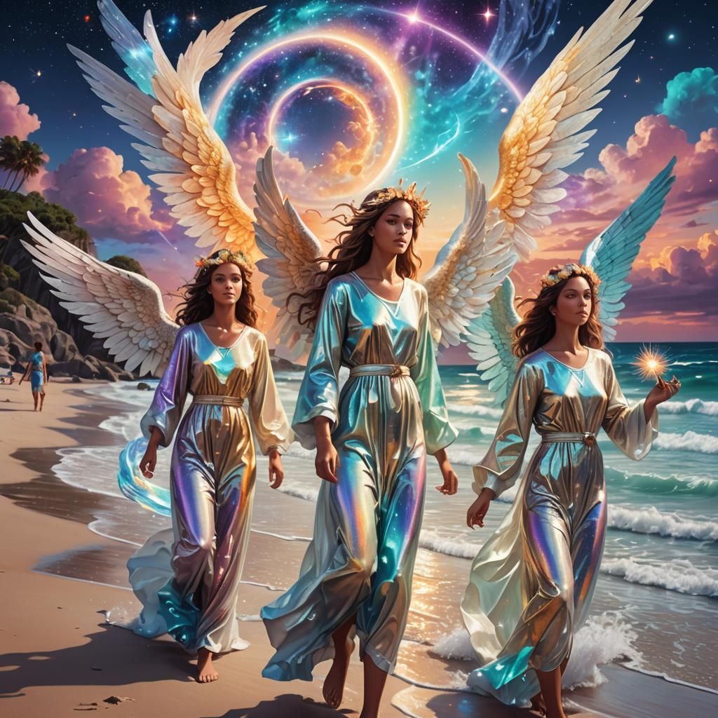 Angelic Beach Vacation in Cosmic Holographic Style