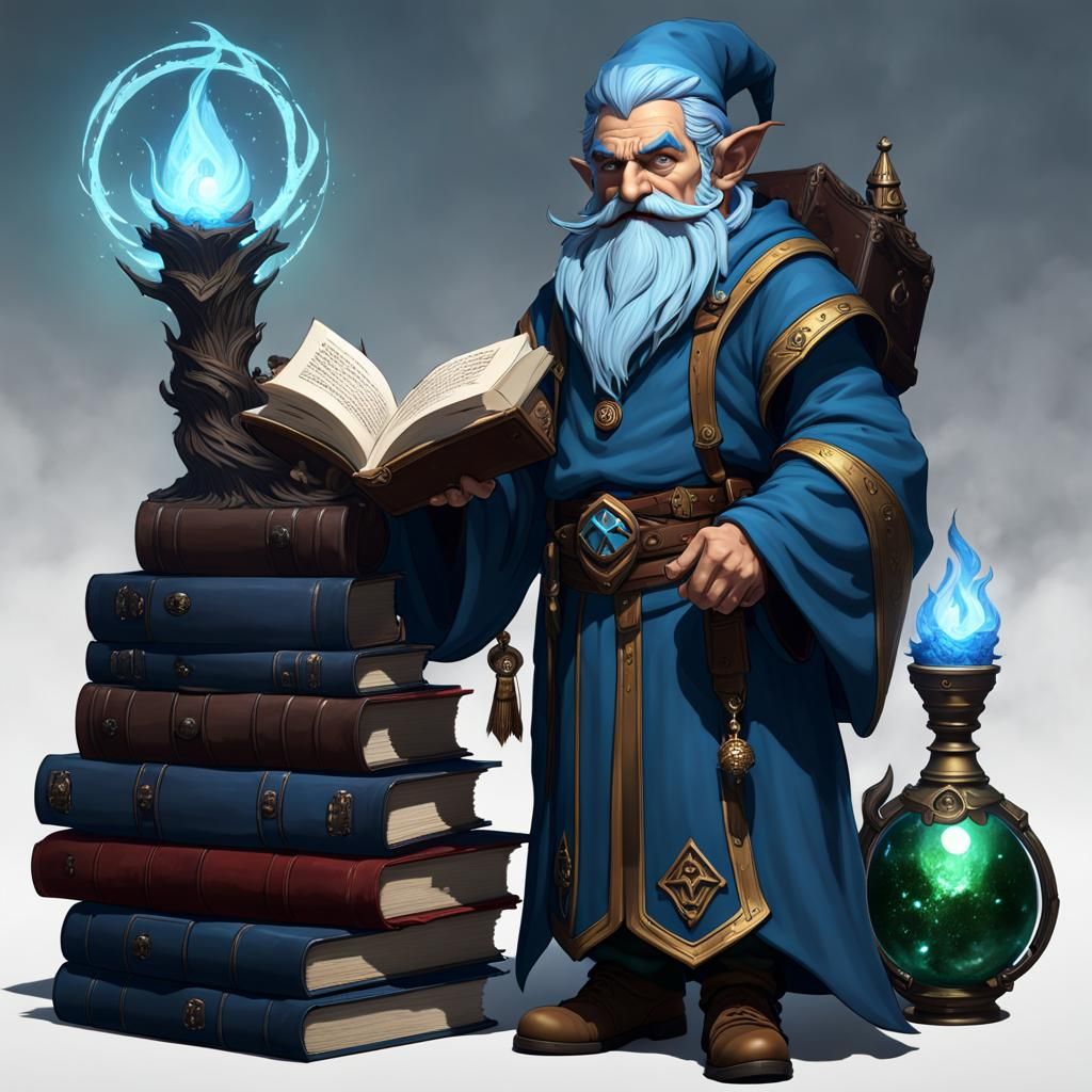 Gnome Divination Wizard in Dark Fantasy Style