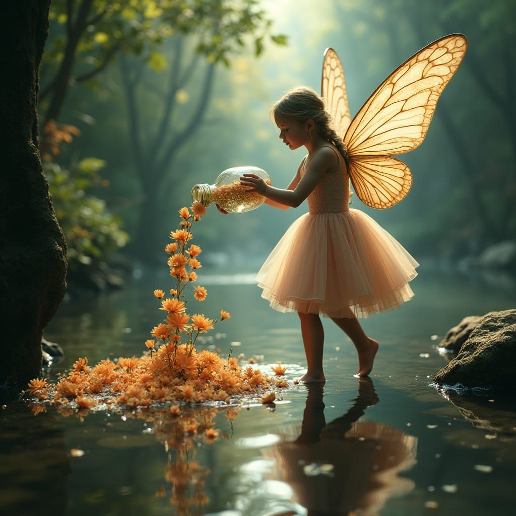 A Pretty Fairy in a Cinematic Film Still