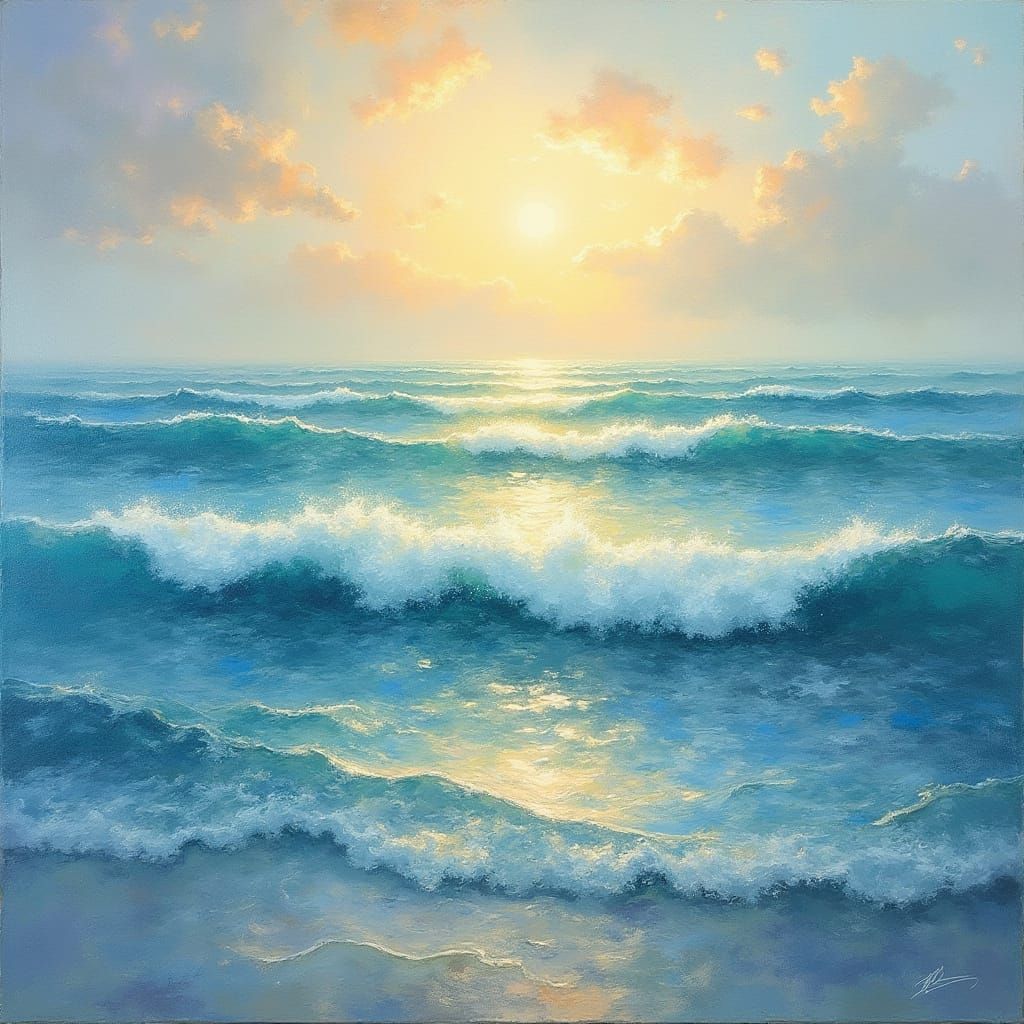 Golden Light on Serene Ocean Waves
