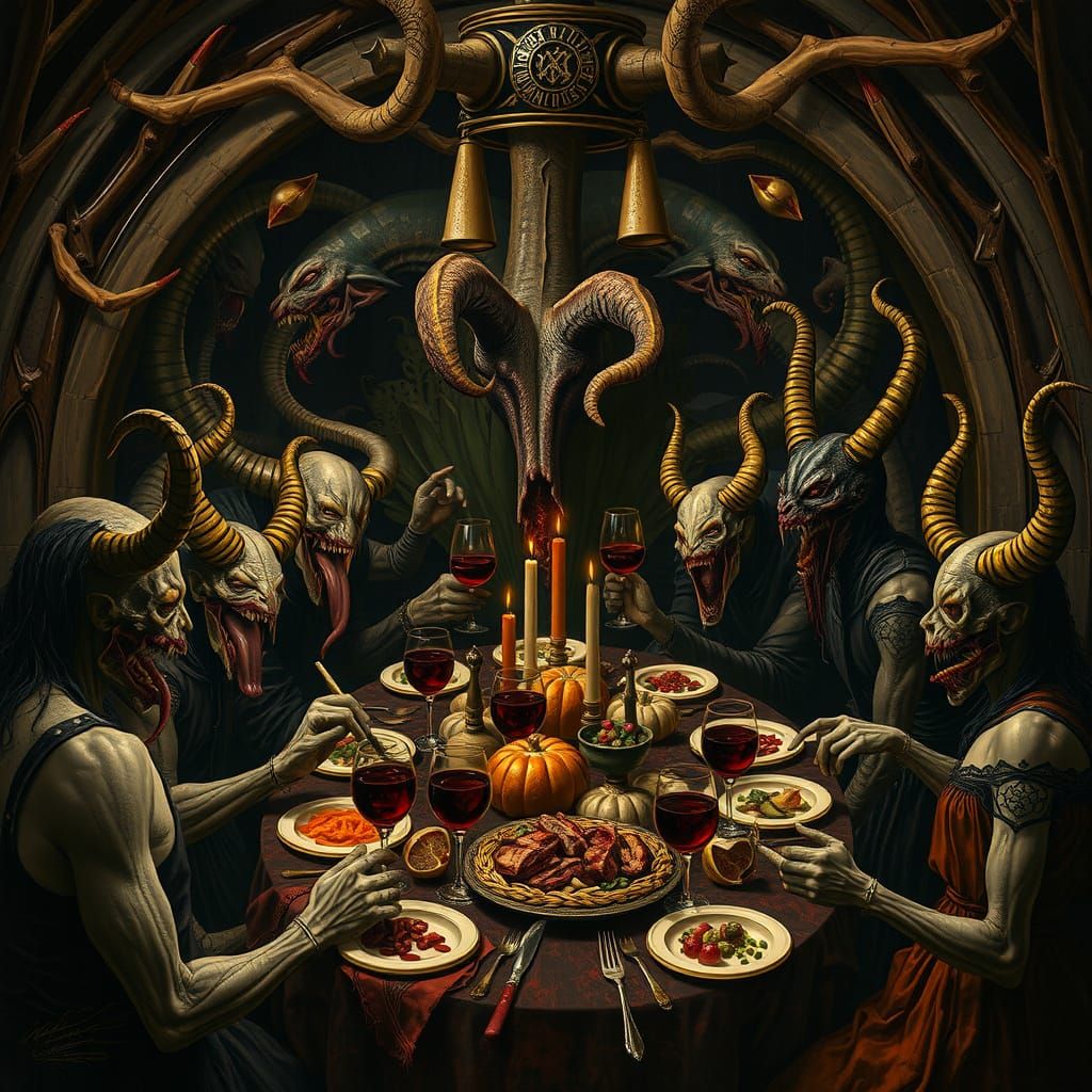 Grotesque Demon Feast in Subterranean Hall