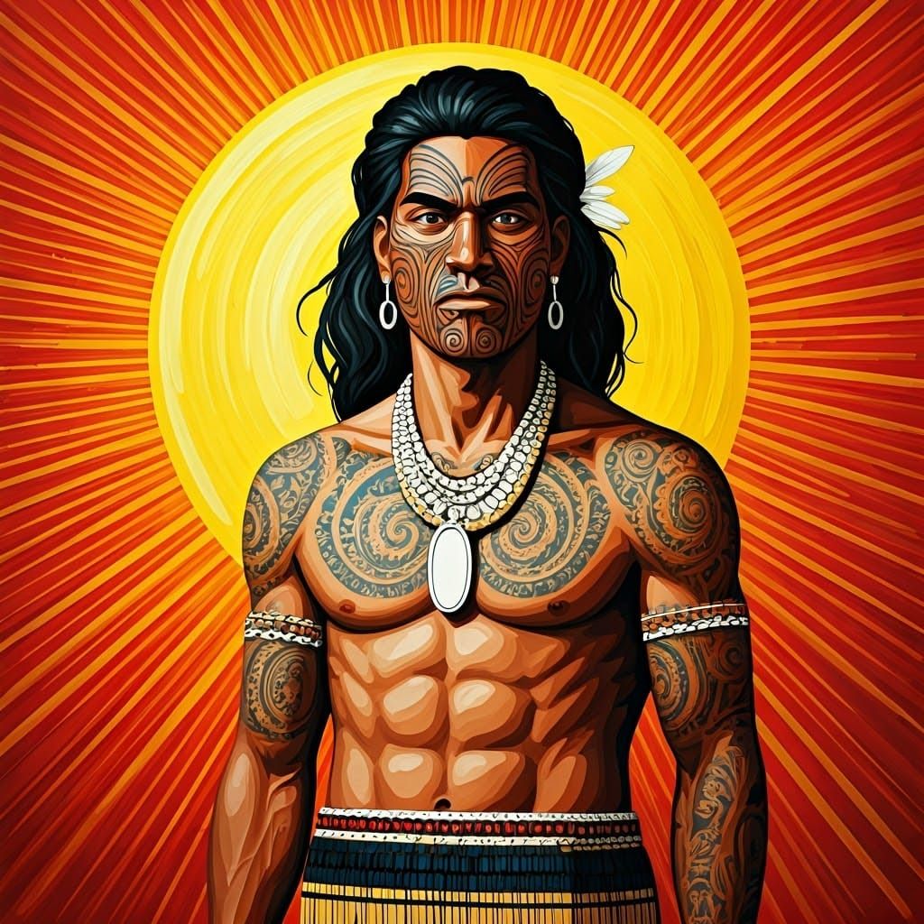 Tama-nui-te-ra is the Sun God of the Maori people of Aotearoa (New Zealand).
