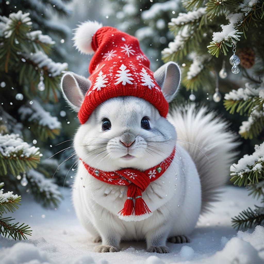 Whimsical Winter Wonderland Scene in Vibrant, Dreamy Style