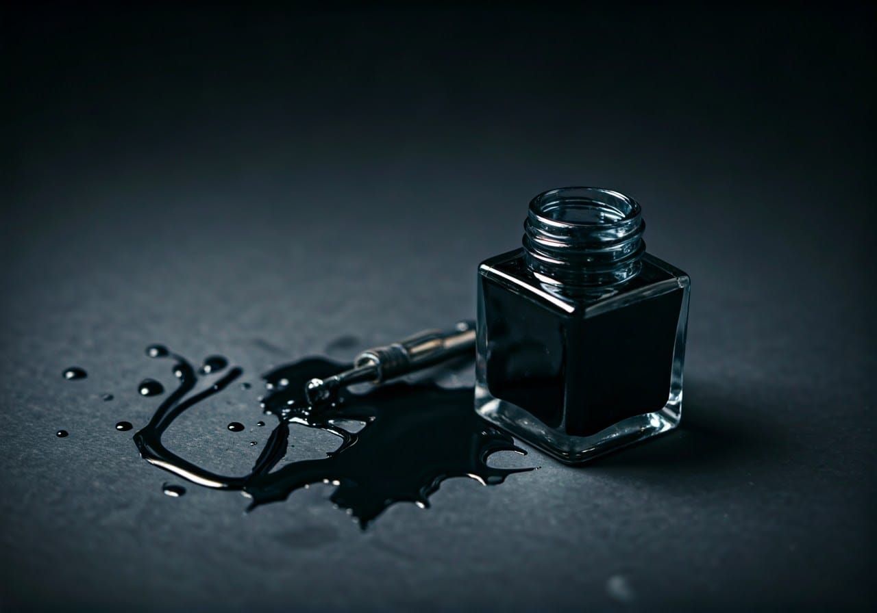 Abstract Face Formed From Spilled Ink