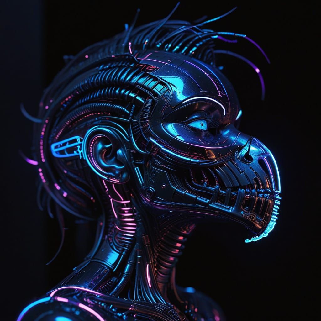 Cyberpunk Portrait of a Neural-Entity in Neon Light