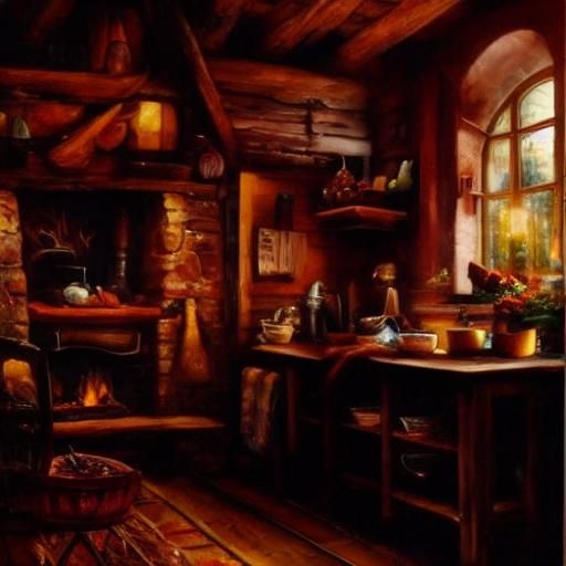 Cozy Rustic Kitchen with Steaming Vegetable Soup