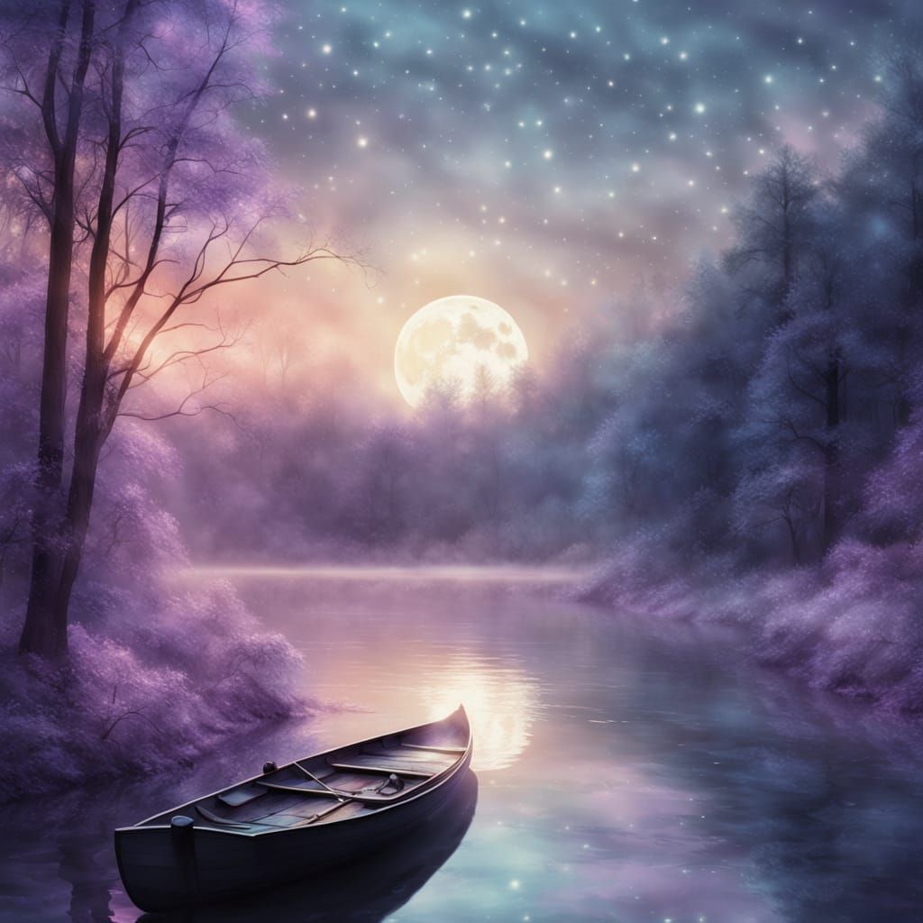 Moonlit Serenity on a Misty River