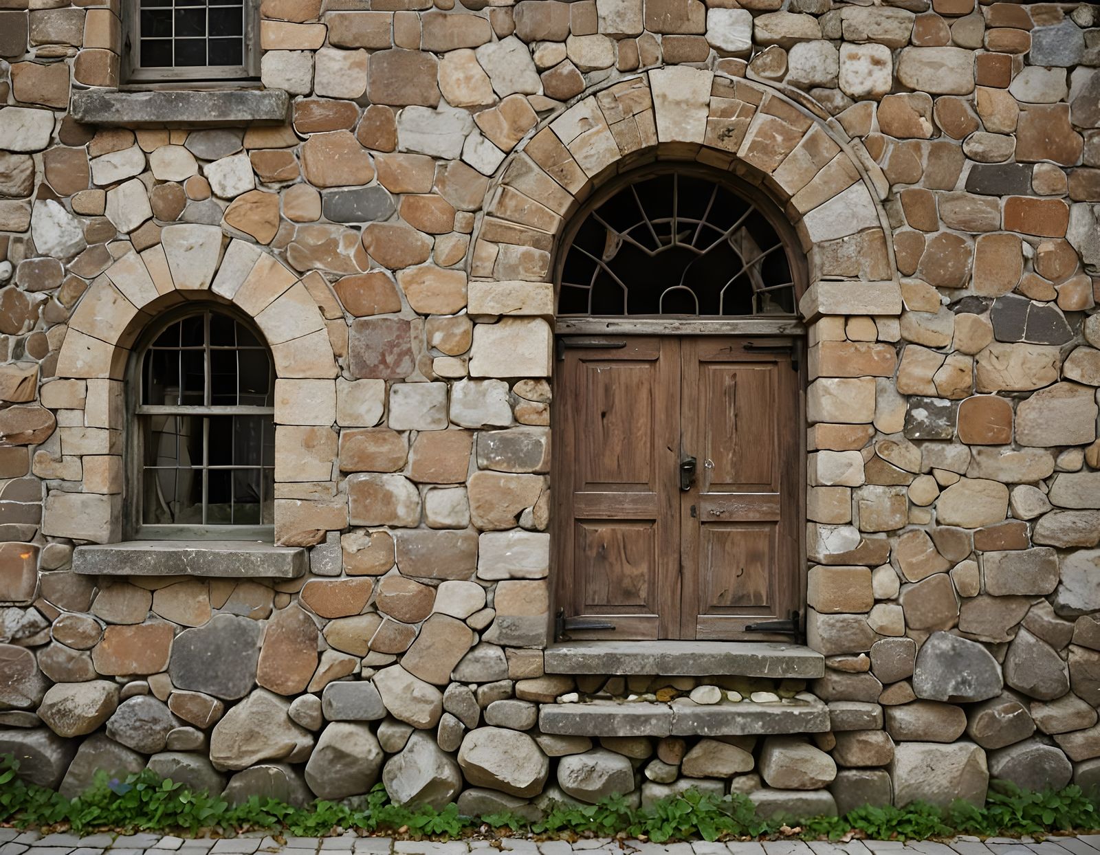 Arched Doorway in Old Stone Wall