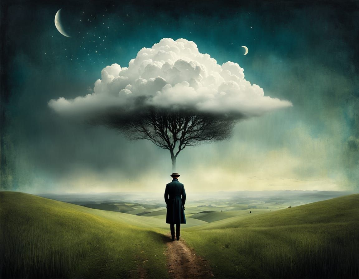 Impressionistic Figure in Floral Landscape