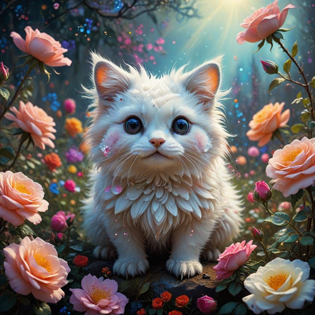 Whimsical Creature Portrait in Surreal Wonderland