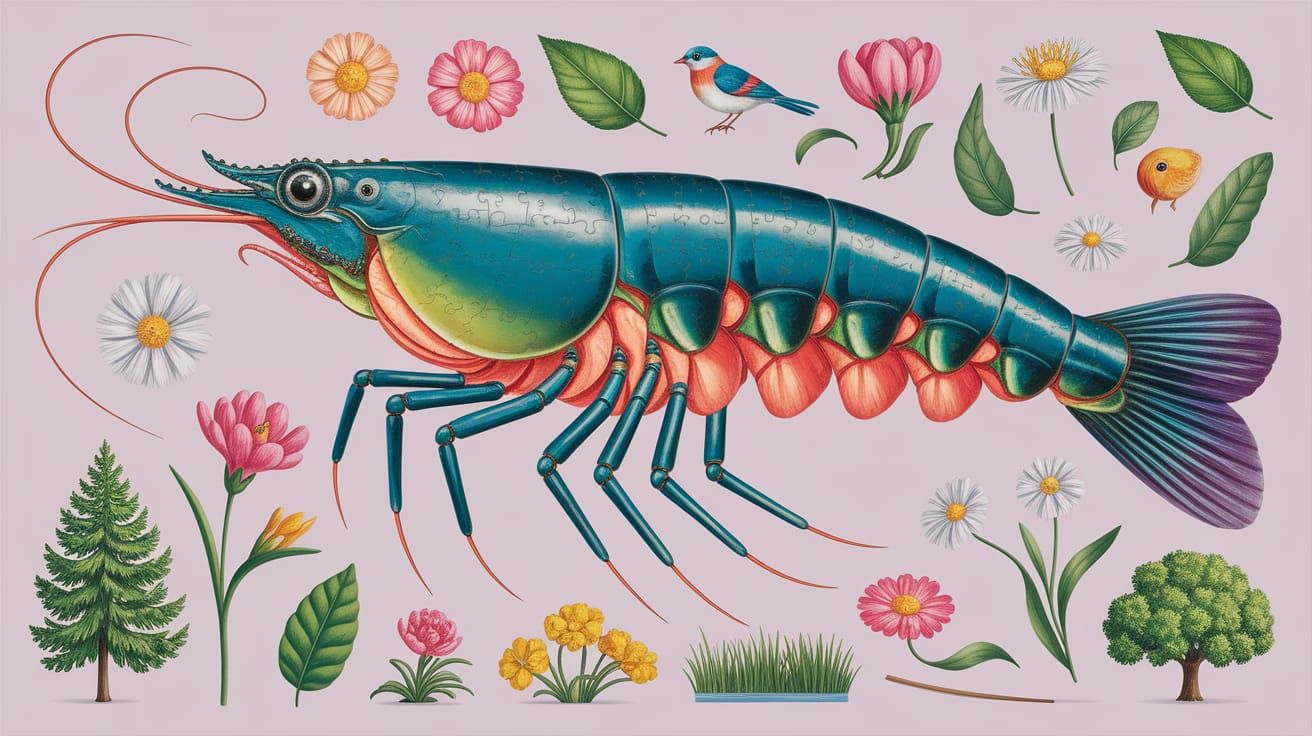 Springtime Jigsaw Puzzle Shrimp Masterpiece in Soft Pastel C...